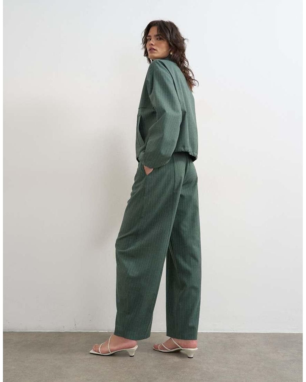 TOPSHOP Green Co Ord Barrel Trouser