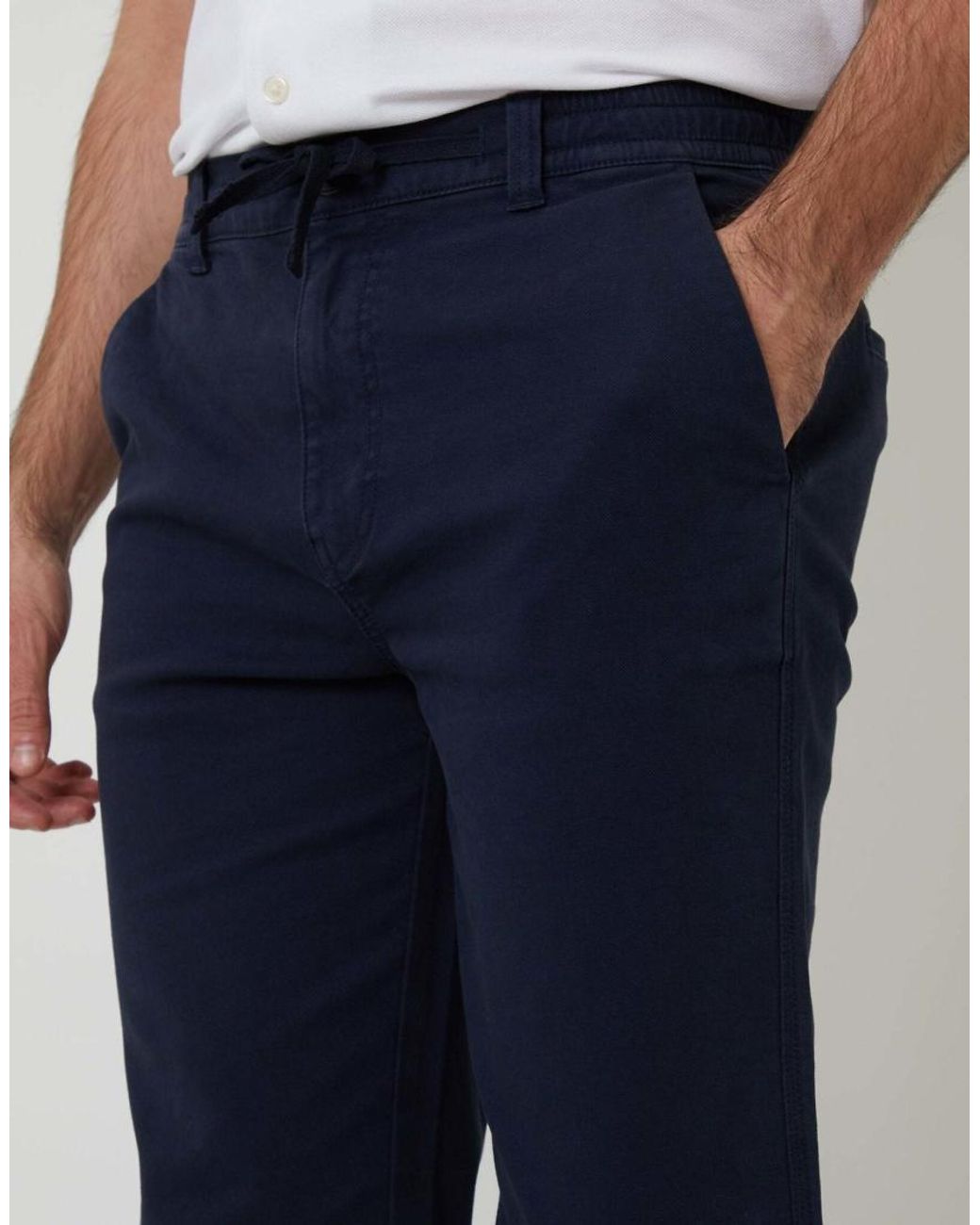 Threadbare Blue Cotton Elasticated Waist Chino Trousers for men