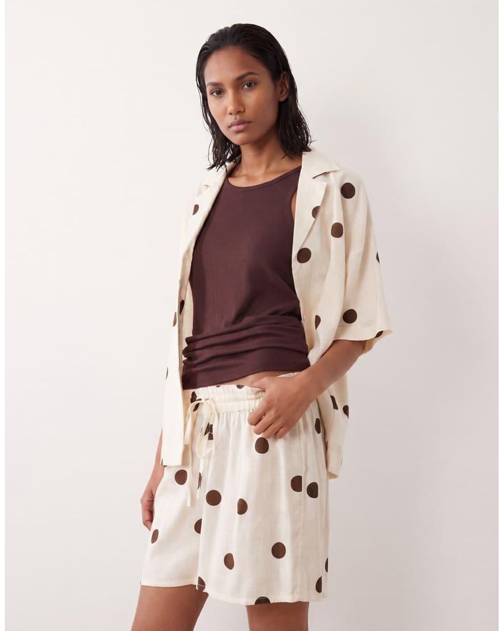 ASOS Natural Linen Mix Shorts