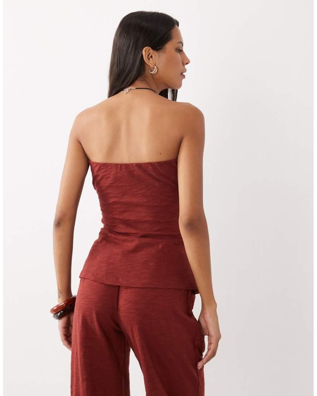 ASOS Red Bandeau With Tie Detail Top