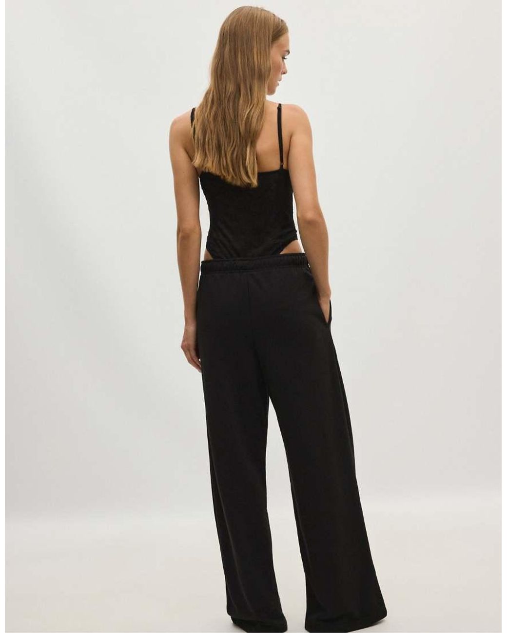Stradivarius Black Wide-leg jogger Trousers