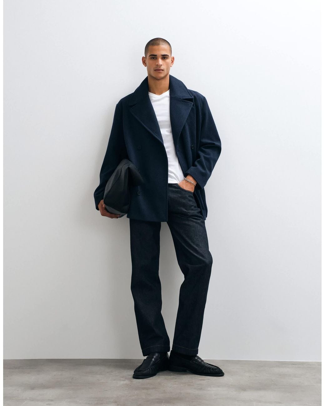 ASOS Blue Wool Look Peacoat for men