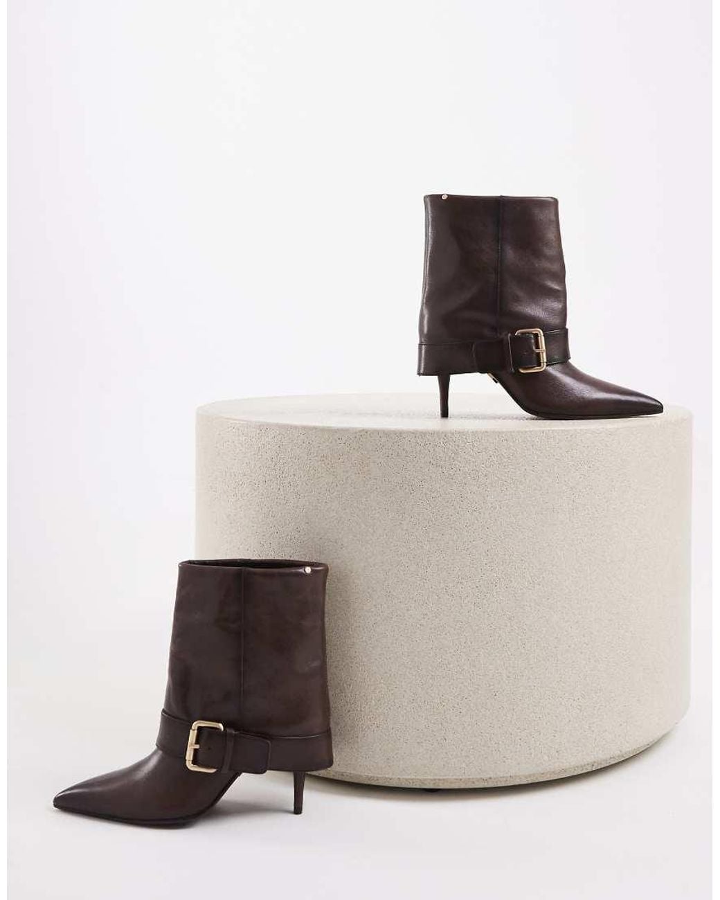 Bronx White Aly-cia Foldover High Ankle Boots With Buckle