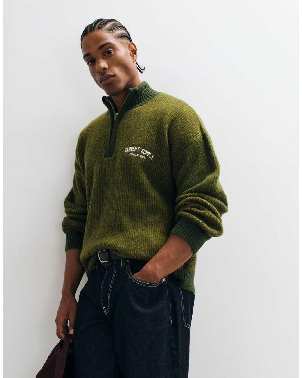 ASOS Green Oversized Knitted Funnel Neck for men