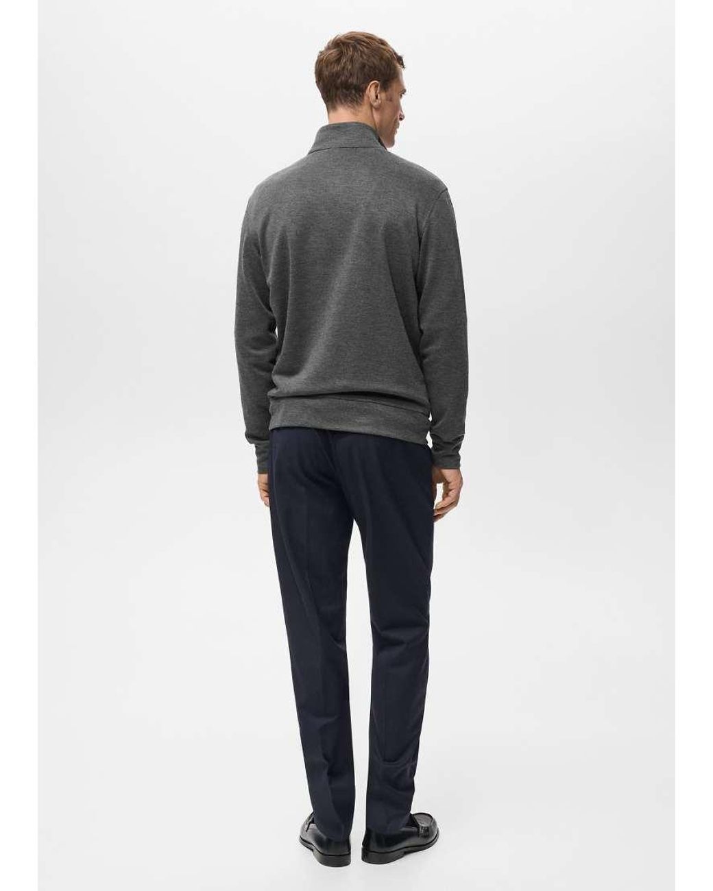 Mango Gray Cotton Mix Zip Through Sweatshirt for men