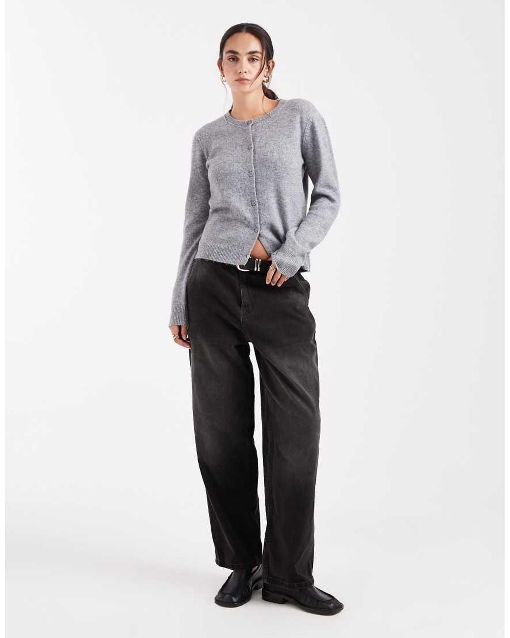 Pieces Gray Knitted Cardigan