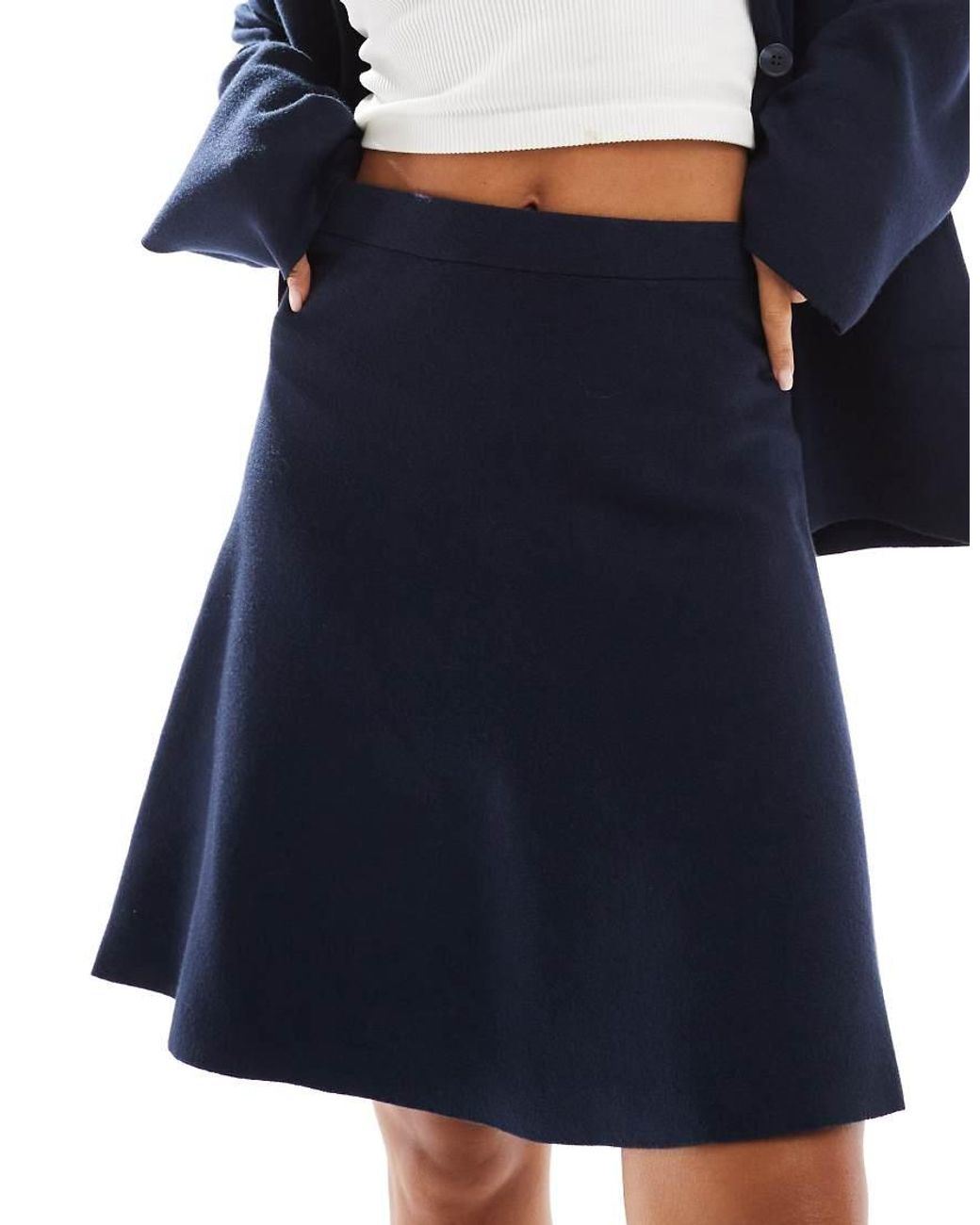 Object Blue Knitted Mini Skater Skirt Co-ord