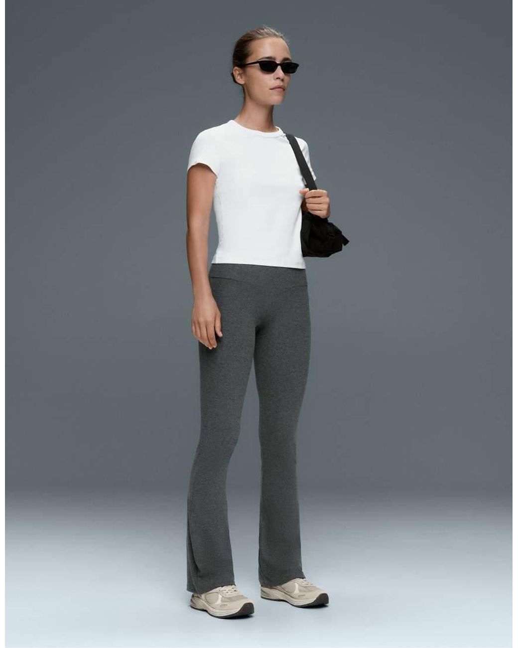 Oysho White Comfortlux High-Rise Flare Trousers