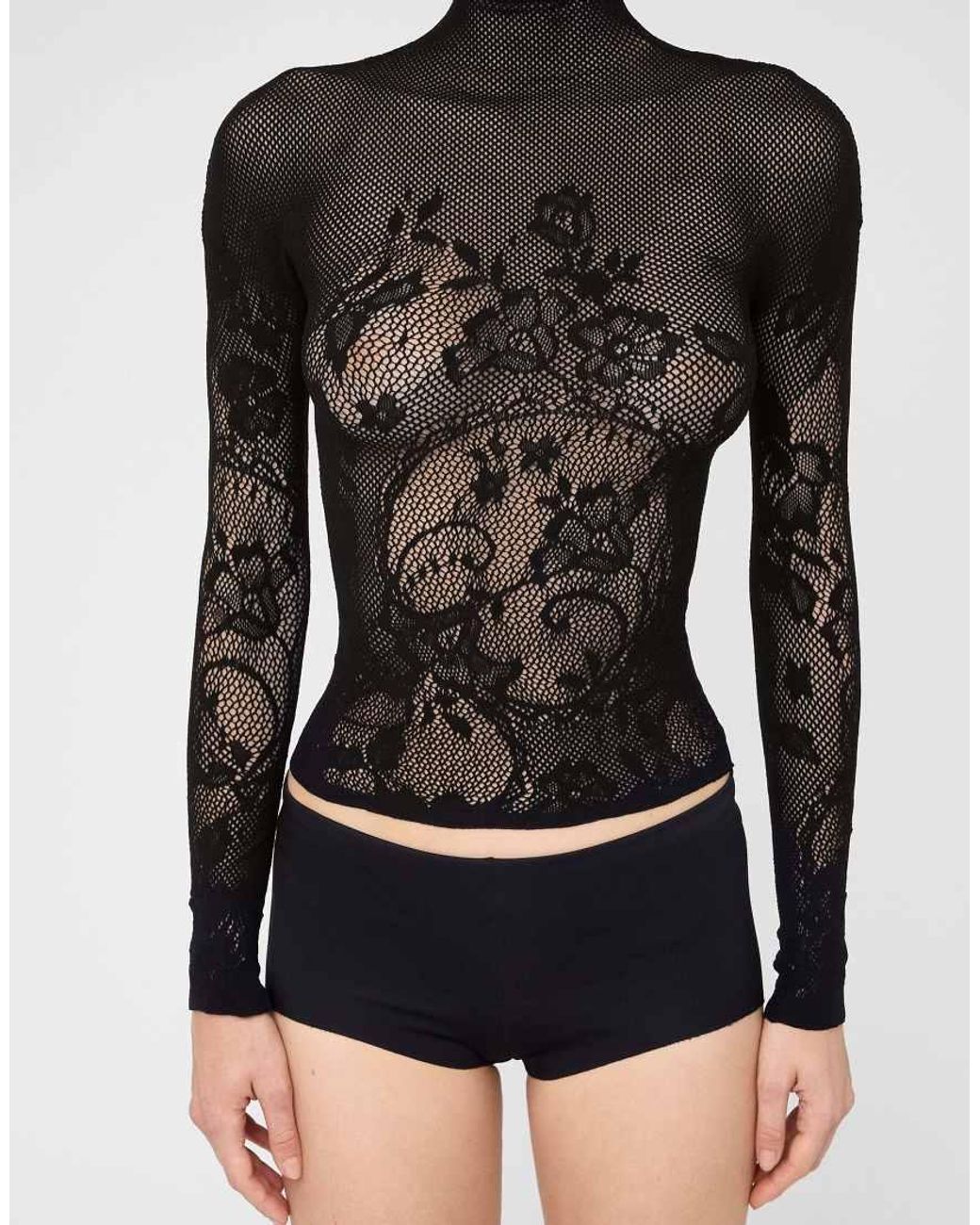 Calzedonia Black Liberty Floral Fishnet Top
