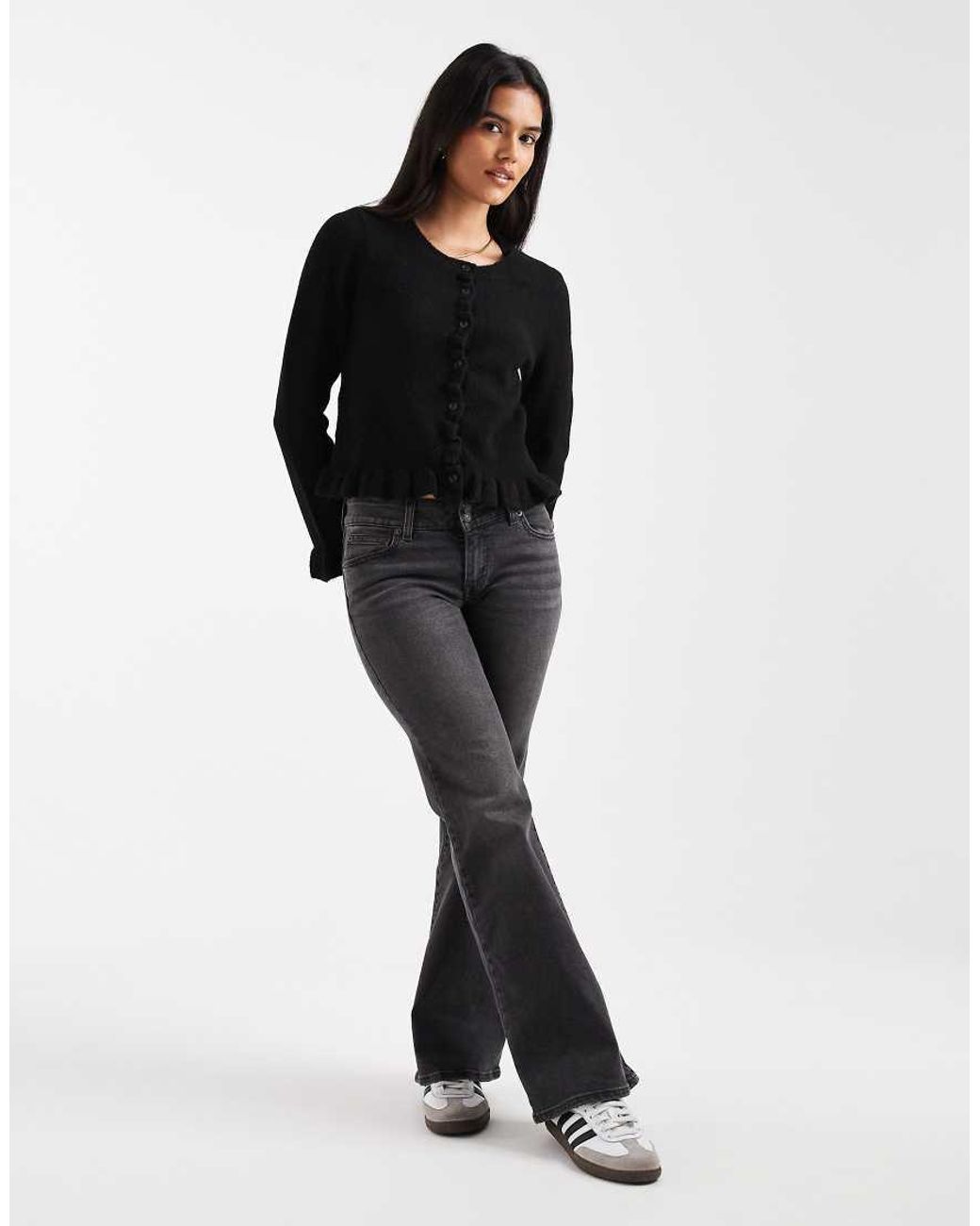 ONLY Black Frill Detail Button Cardigan