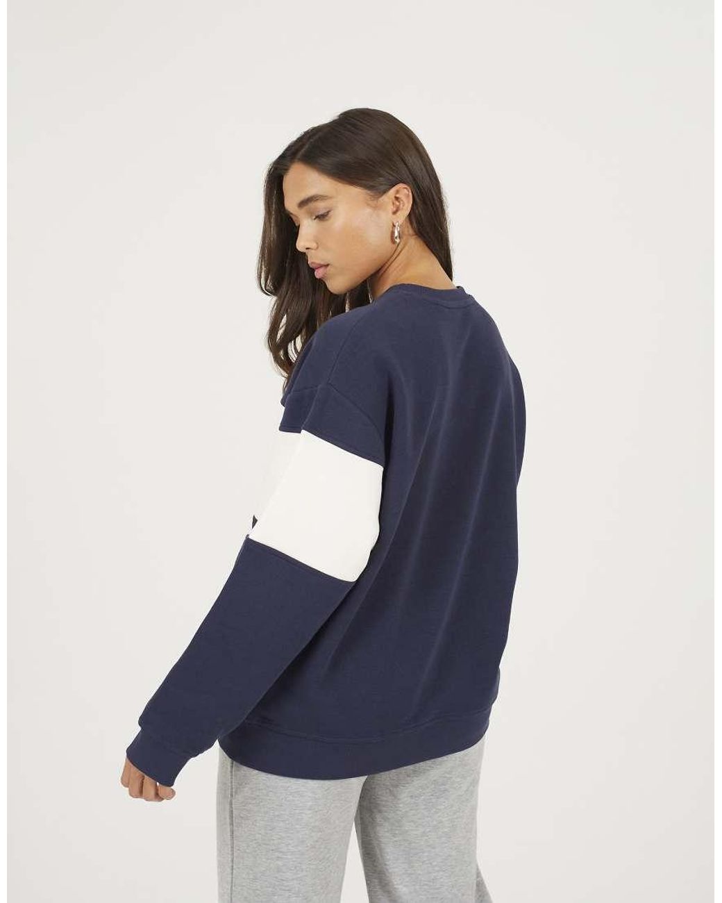 Brave Soul Blue Contrast Stripe Panel Crew Neck Sweatshirt