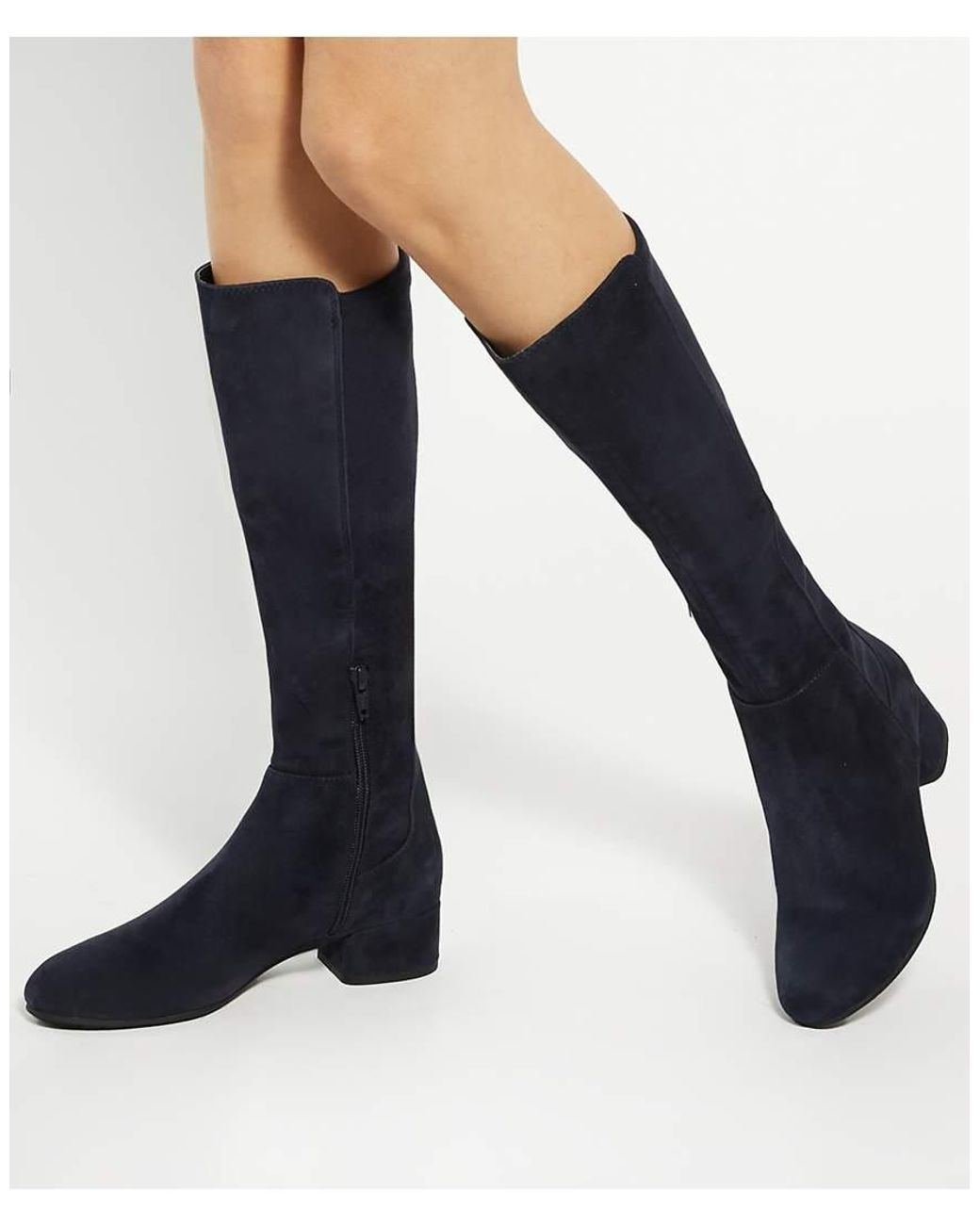 Dune Blue Wide Fit Tayla Suede Boots