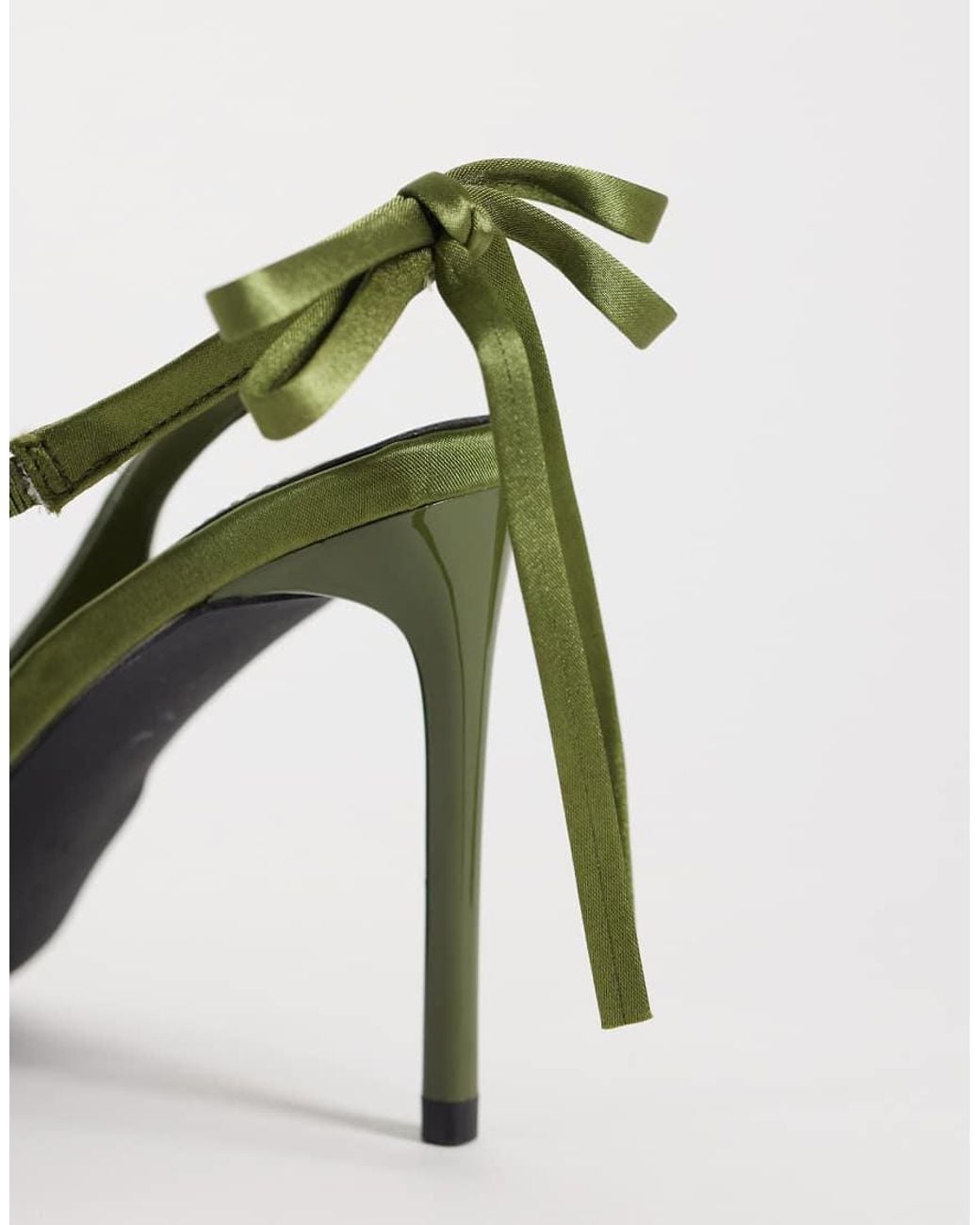 SIMMI Green Simmi London Celina Slingback Heeled Shoes With Bow Detail