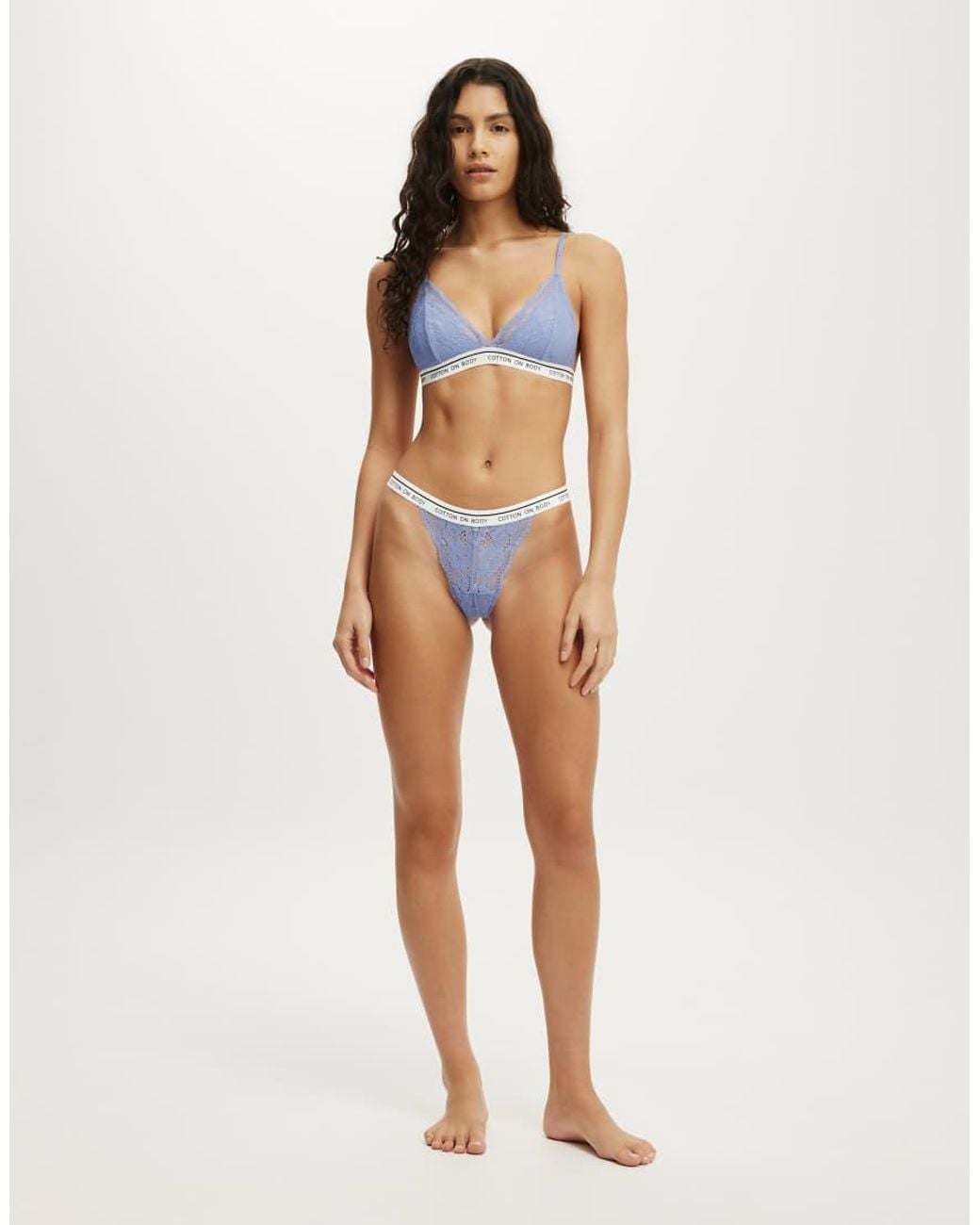 Cotton On Blue Everyday Lace Triangle Padded Bralette