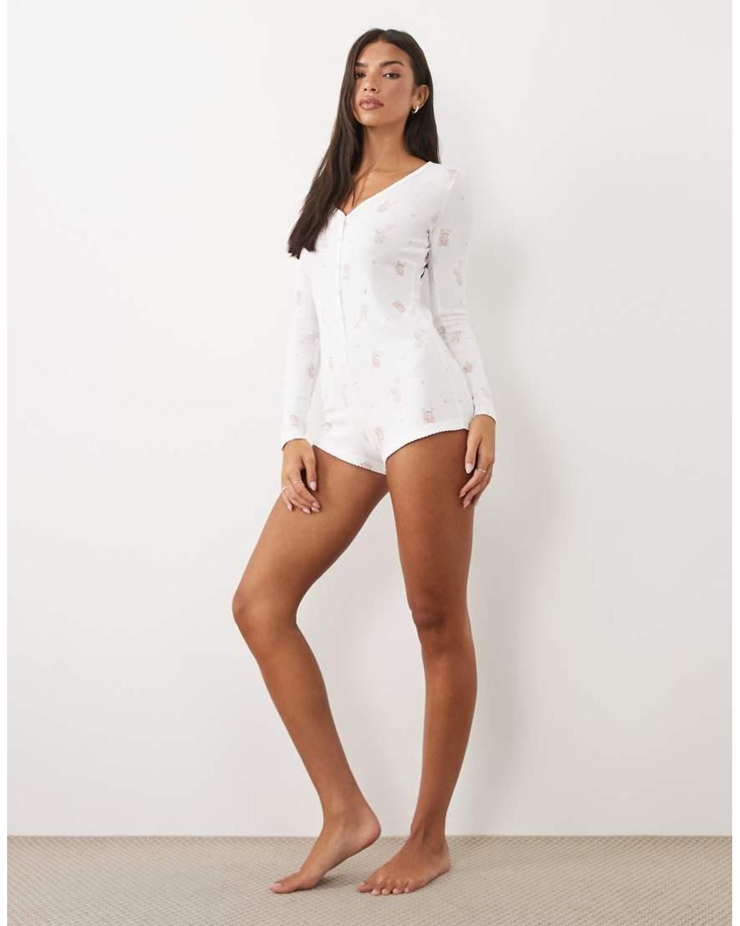 Boux Avenue White Self Care Button Front Romper