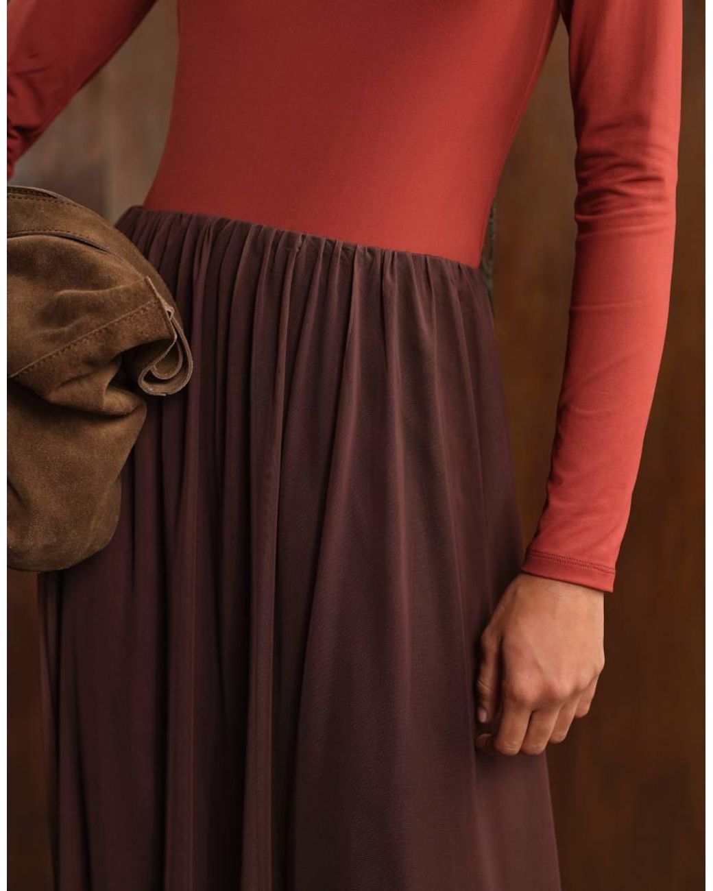 ASOS Brown Maxi Bubble Hem Skirt