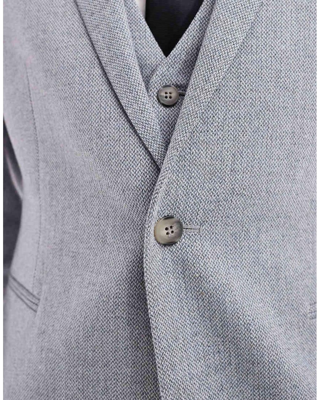 ASOS Gray Slim Fit Wool Mix Suit Jacket for men