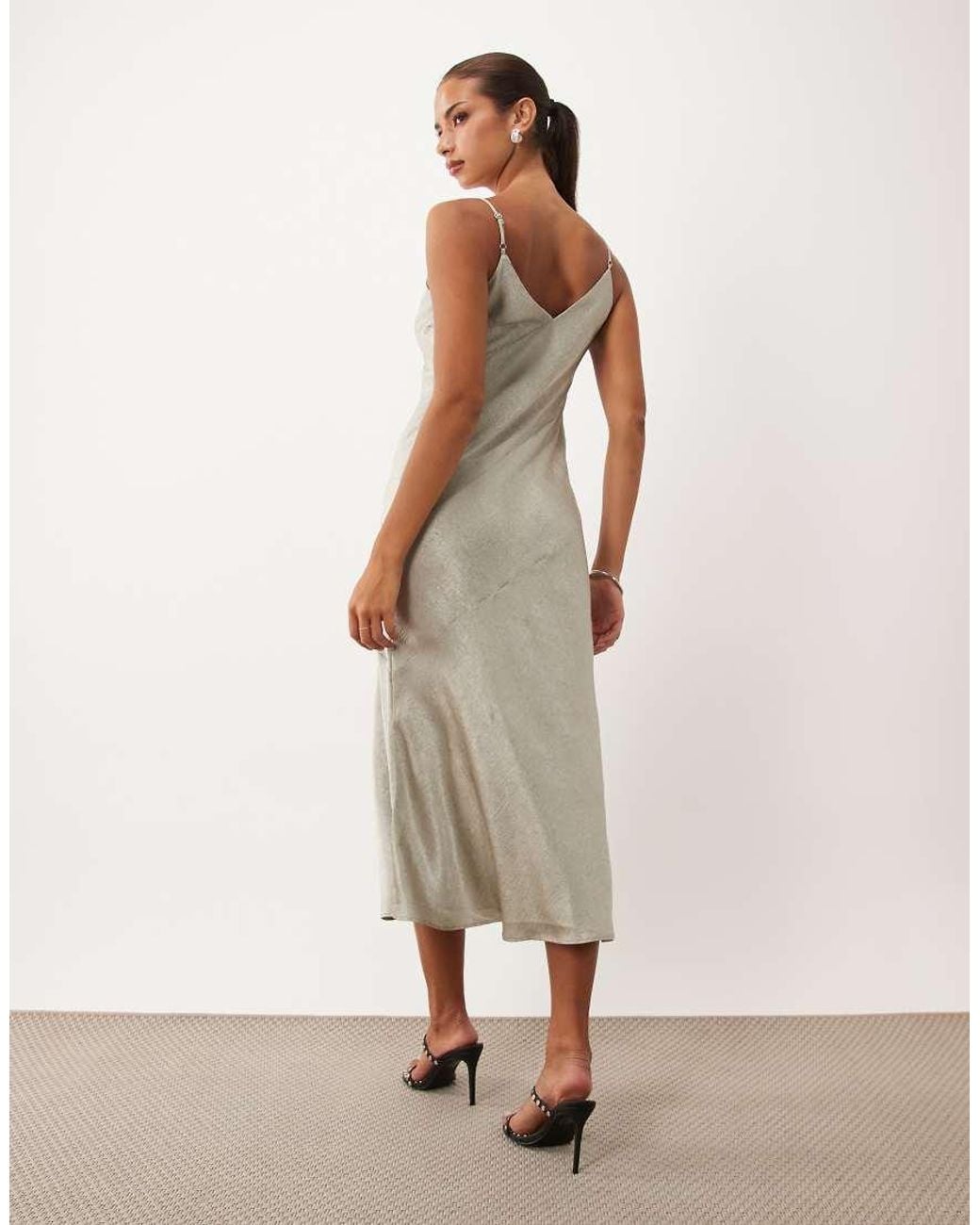 Nobody's Child Natural V-Neck Cami Slip Midi Dress