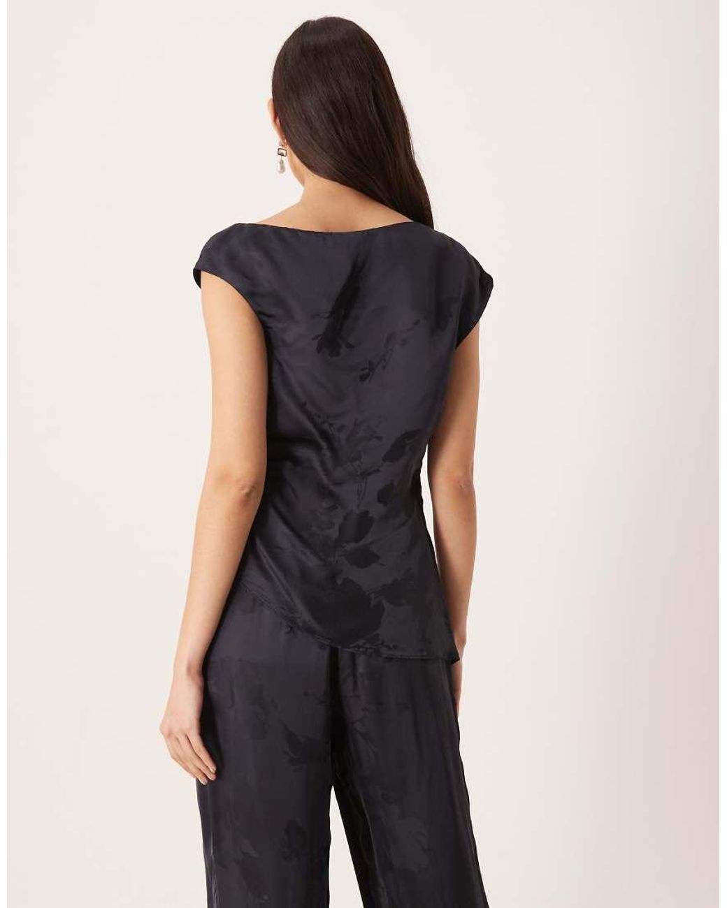 ASOS Blue Tailored Satin Jacquard Ruched Top Co-ord