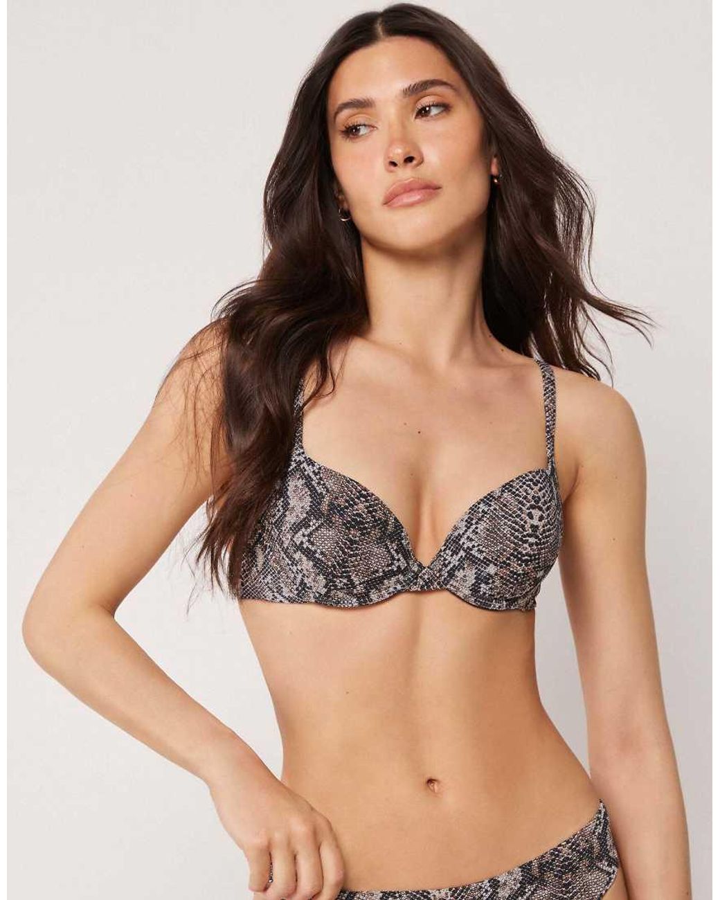 Calzedonia Black Push-Up Bikini Top Classic Snake