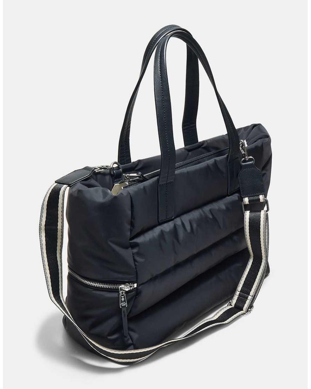 Stradivarius Blue Quilted Shoulder Shopper Bag