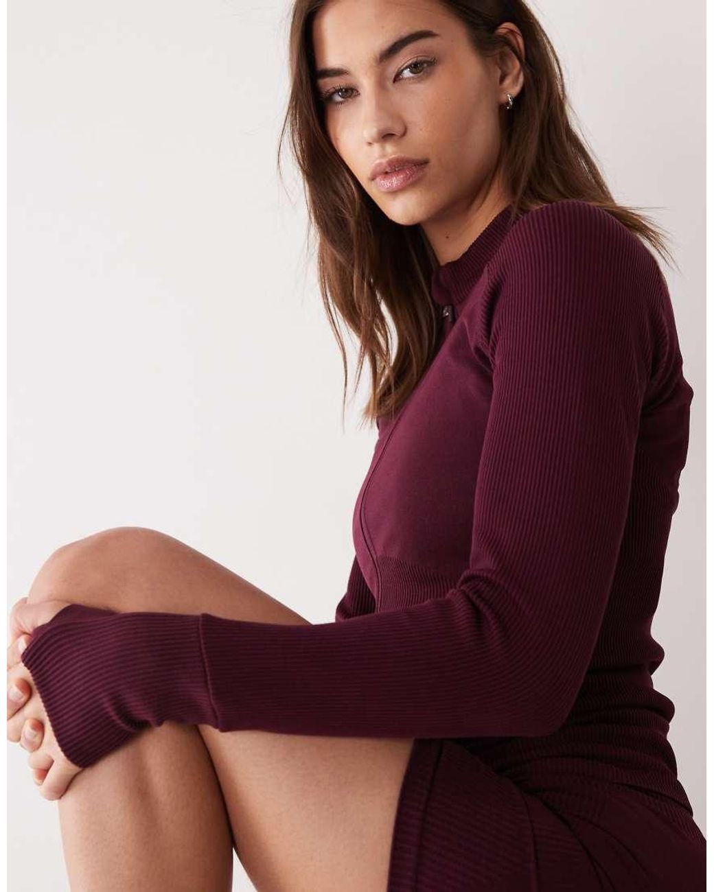 4505 Purple Sculpting Seamless Zip Up Long Sleeve Top