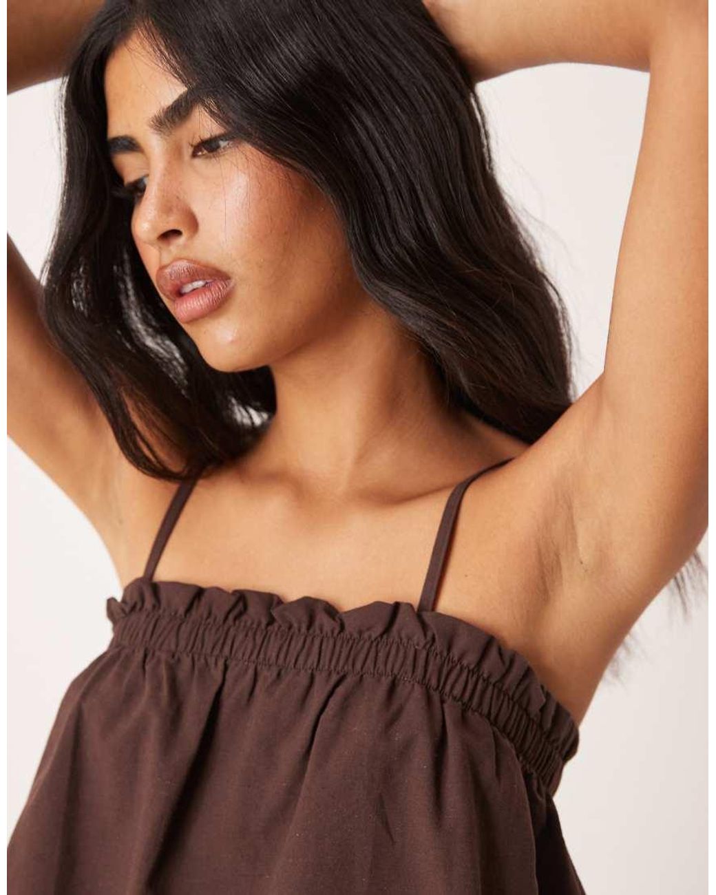 ASOS Brown Linen Blend Trapeze Cami Top