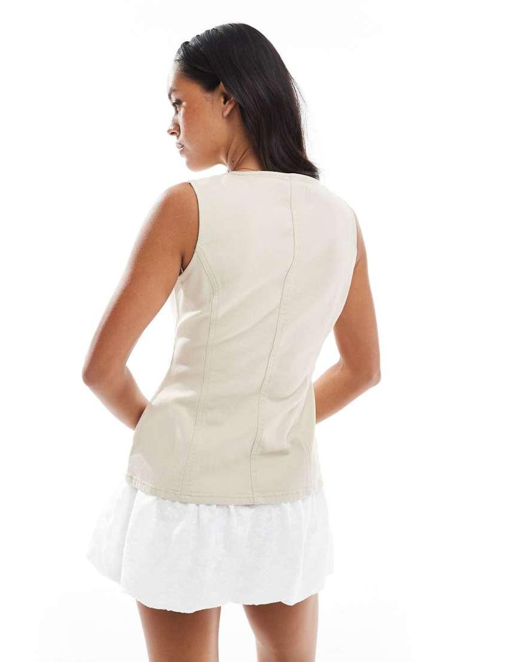 Chaleco Vaquero De -Blanco Threadbare de color White