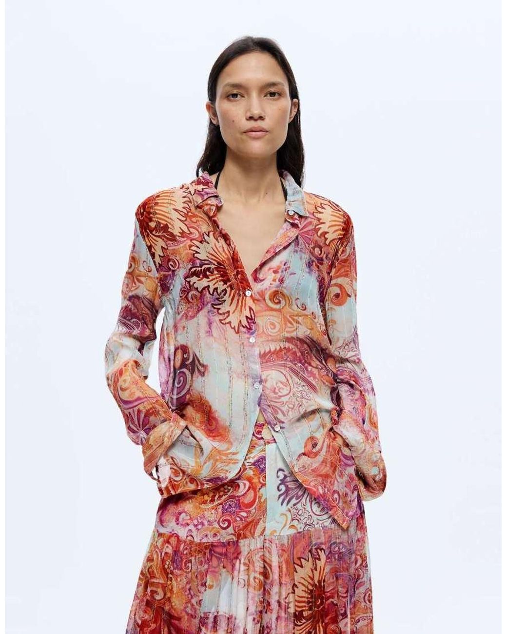Desigual Red Paisley Printed Shirt