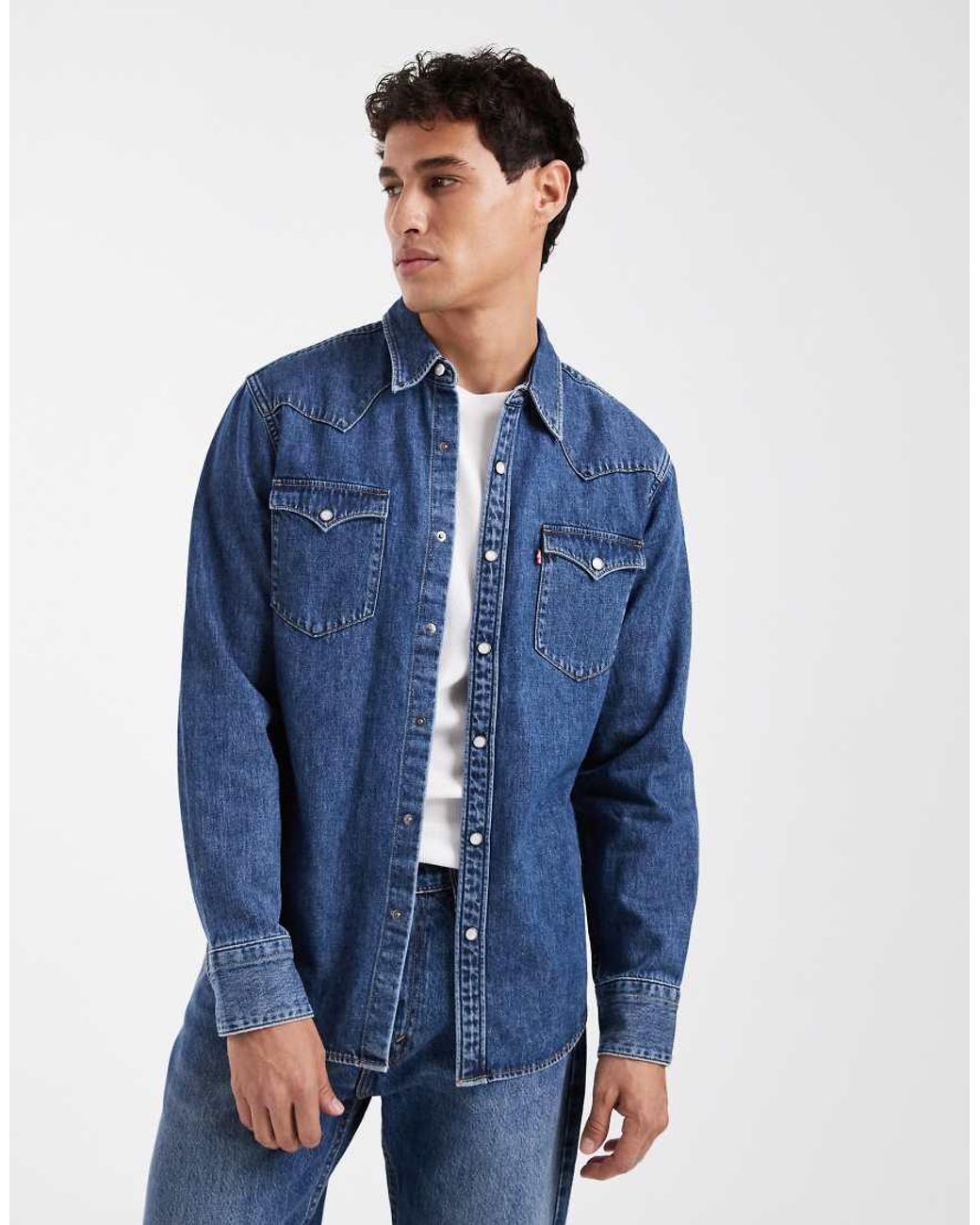 Levi's Blue Barstow Western Denim Shirt for men