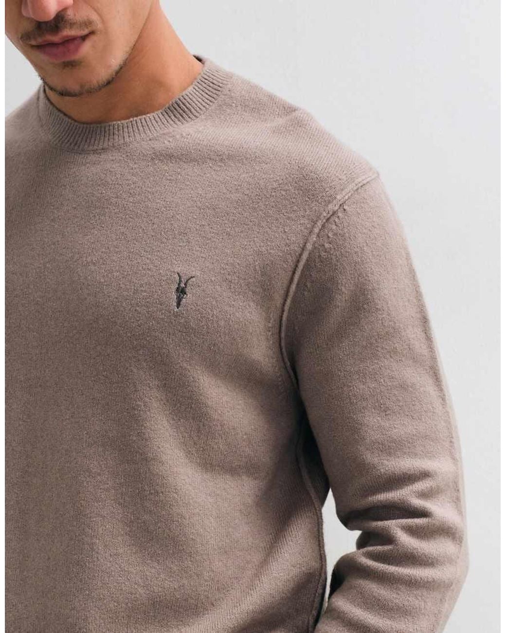 AllSaints Brown Statten Logo Knit Jumper for men