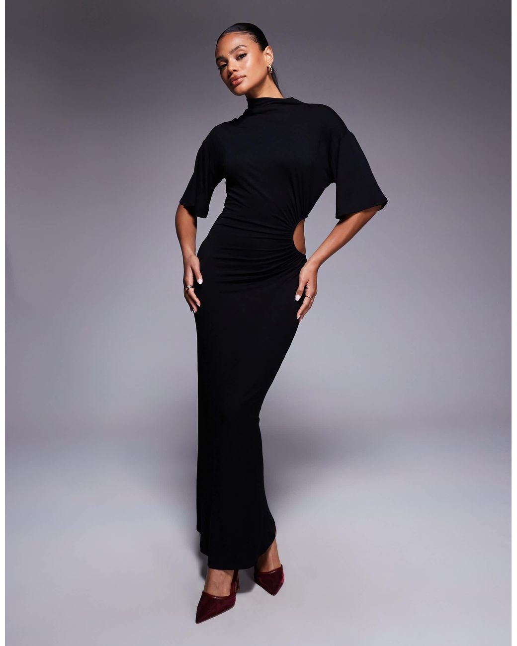 chiffon evening dress Black Long Formal Ruffle Sleeve Prom dresses 2014 Size:12-18m Season_Winter