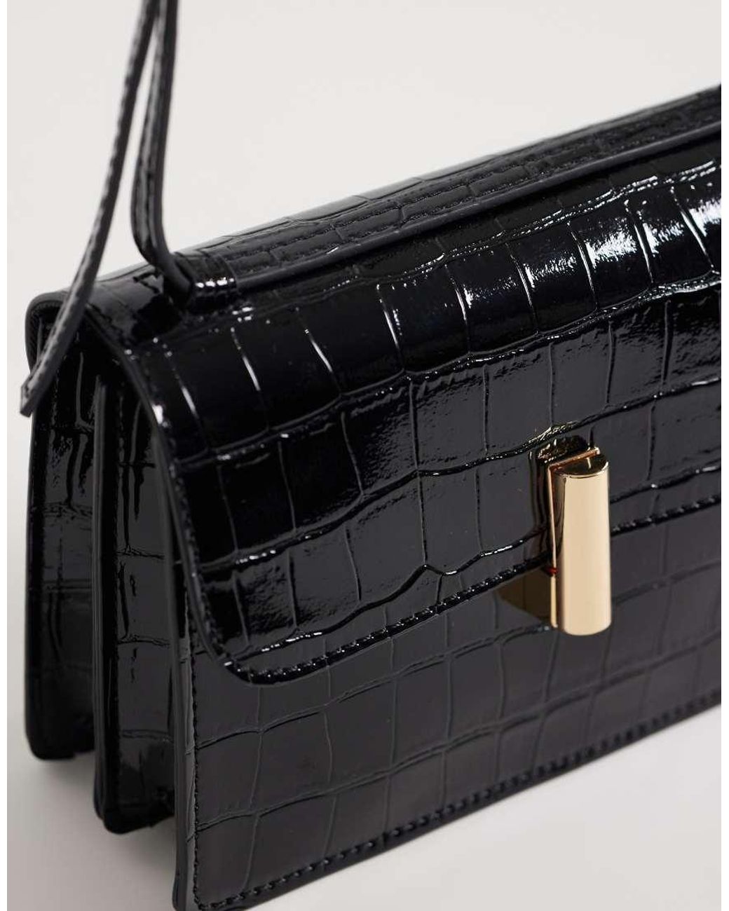 ASOS Black Shiny Croc Crossbody Bag