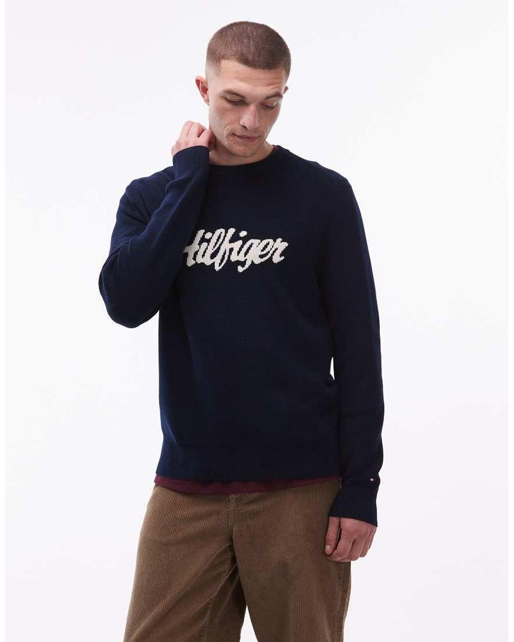 Tommy Hilfiger Blue Bubble Script Graphic Large Centre Logo for men
