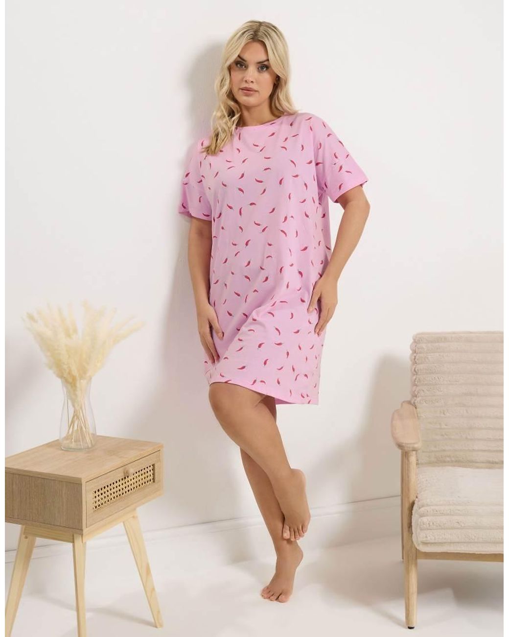 Yours Clothing Pink Chilli Sleep Tee Nightdress