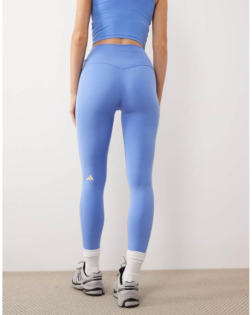 Adidas Originals Blue Three Stripes Studios Crossover Waistband leggings