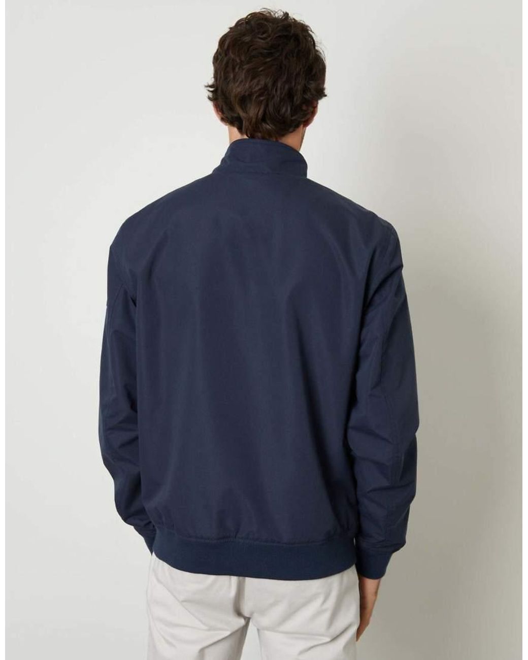 Threadbare Blue Showerproof Lightweight Zip Up Harrington Style Jacket for men