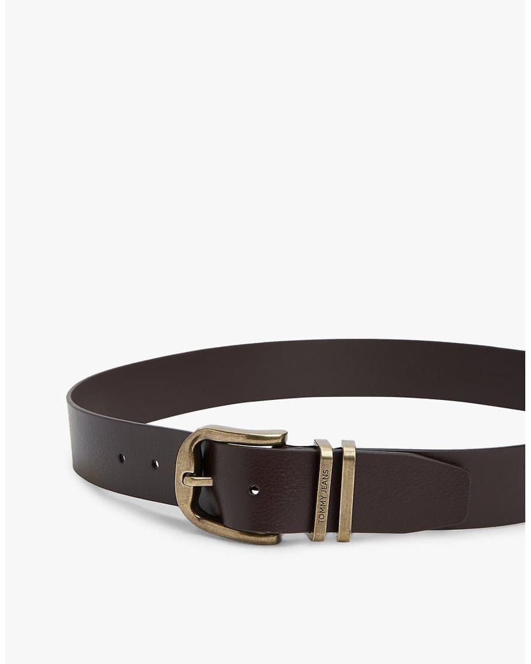 Tommy Hilfiger Brown Otis Brushed Buckle Leather Belt for men