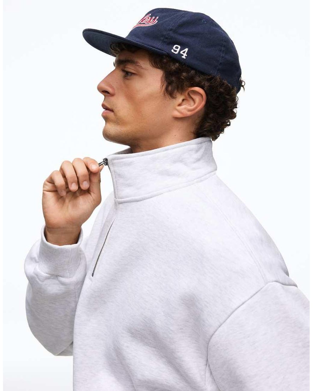 Bershka White Half-zip Sweatshirt for men