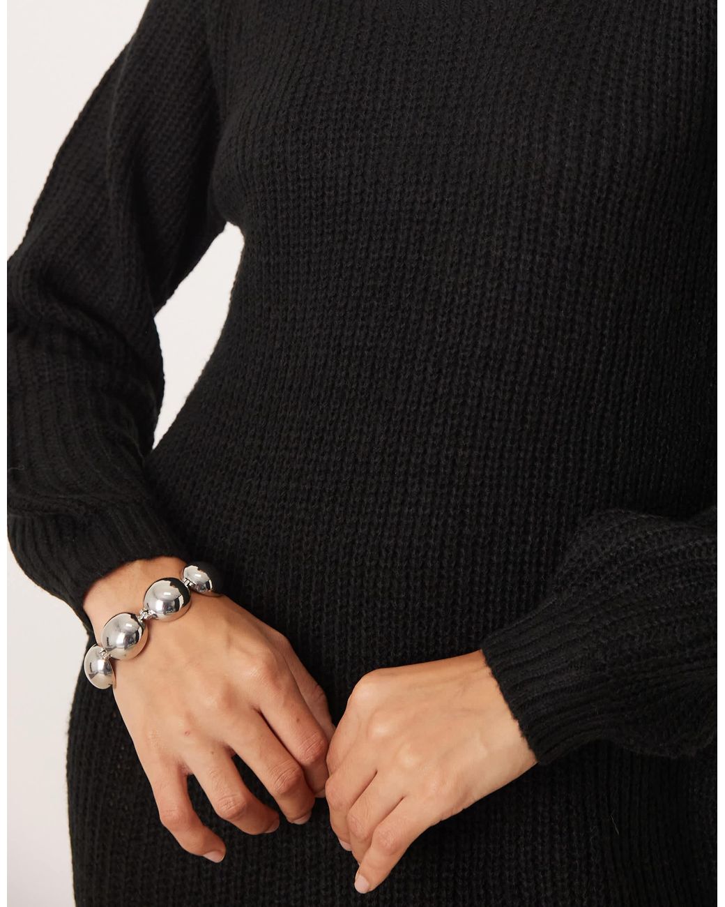 Jdy Black – gestricktes mini-pulloverkleid