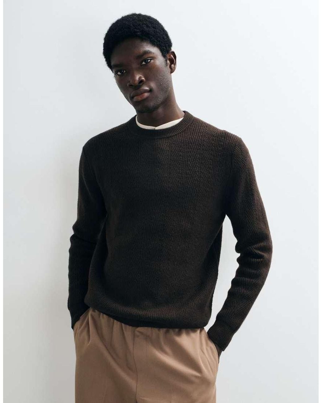 Mango Black Cable Knit Jumper for men