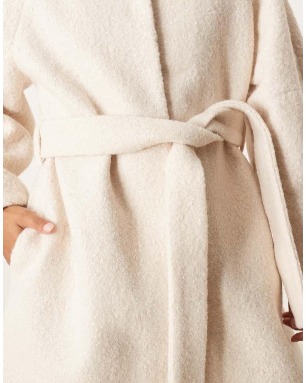 ASOS Natural Asos Design Petite Collarless Boucle Longline Formal Coat