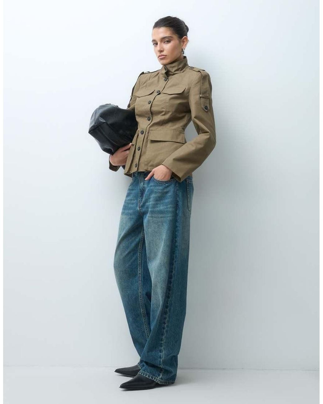 Gina Tricot Blue Shoulder Detail Cargo Jacket