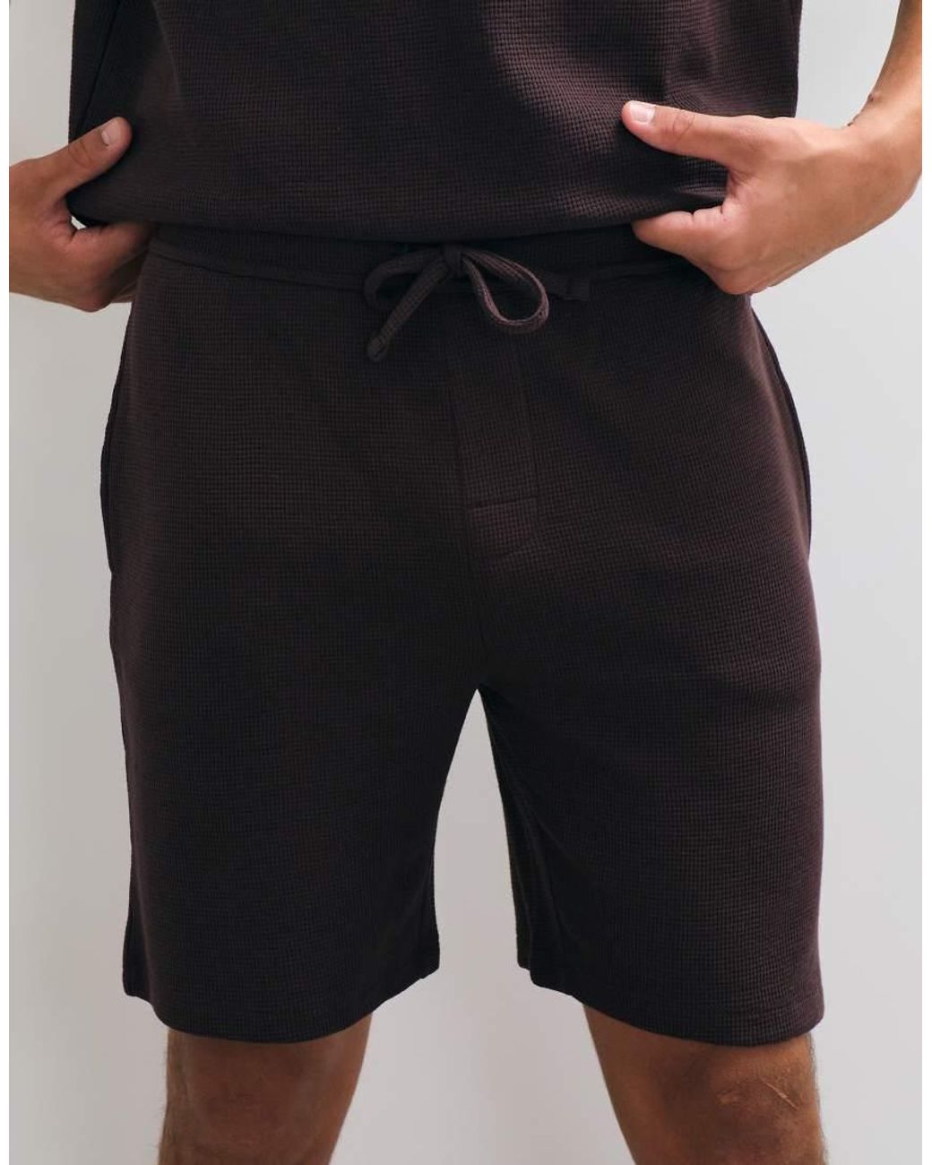 Boss Brown Co-Ord Waffle Lounge Shorts for men