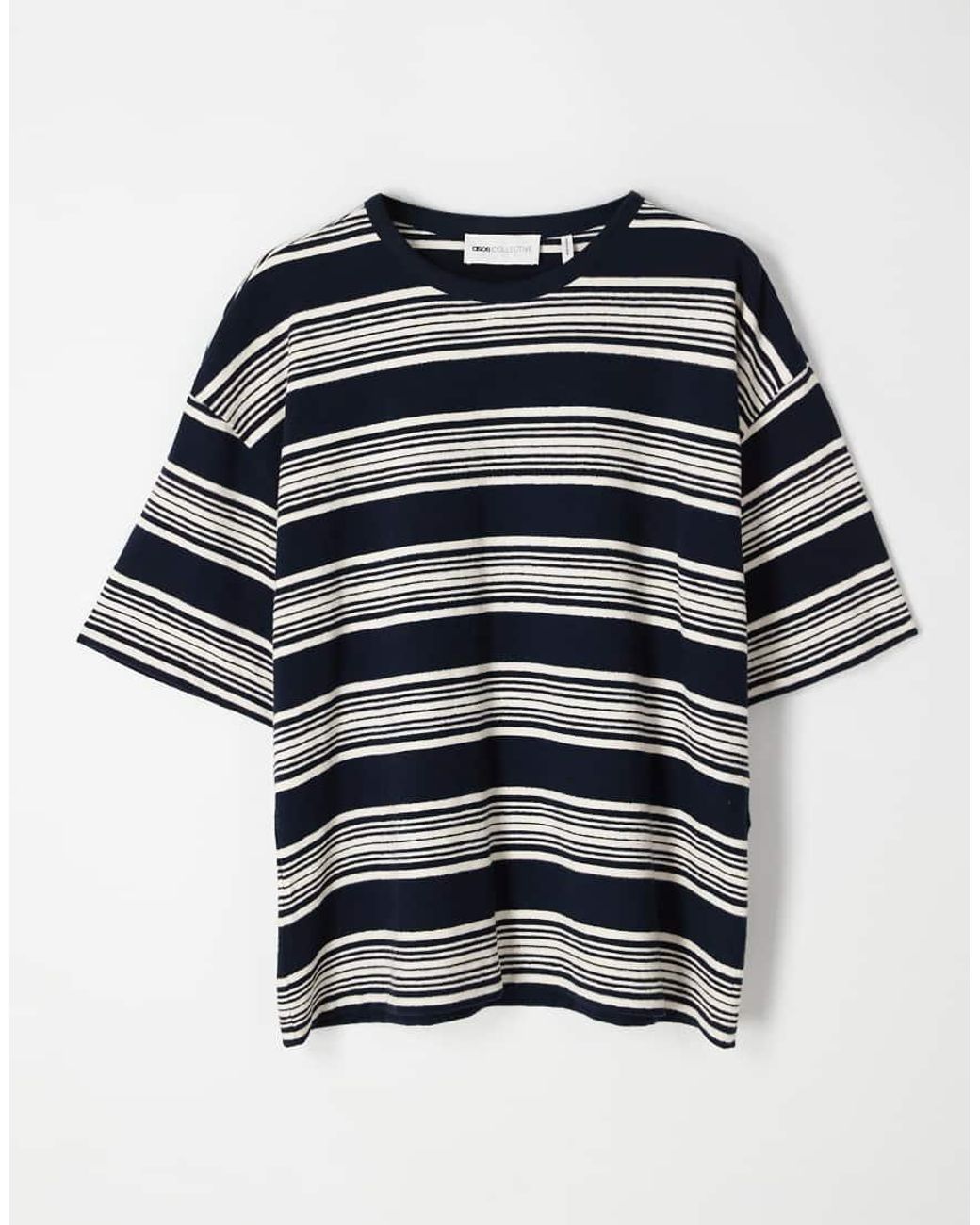ASOS COLLECTIVE Blue Oversized Heavyweight Textured Striped T-shirt for men