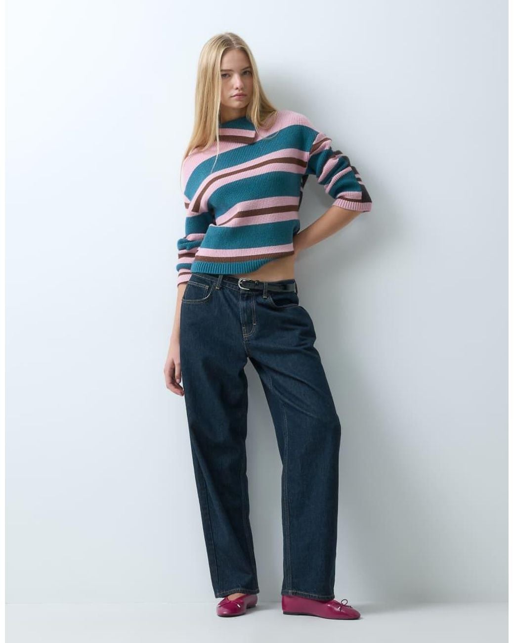 laagam Blue Nolie Striped Knitted Jumper