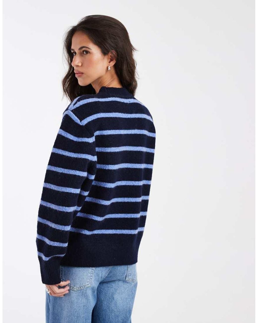 ASOS Blue Drop Shoulder Pad Longline Jumper