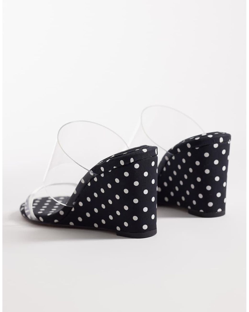ASOS White Hennie Double Strap Mid Heeled Wedges