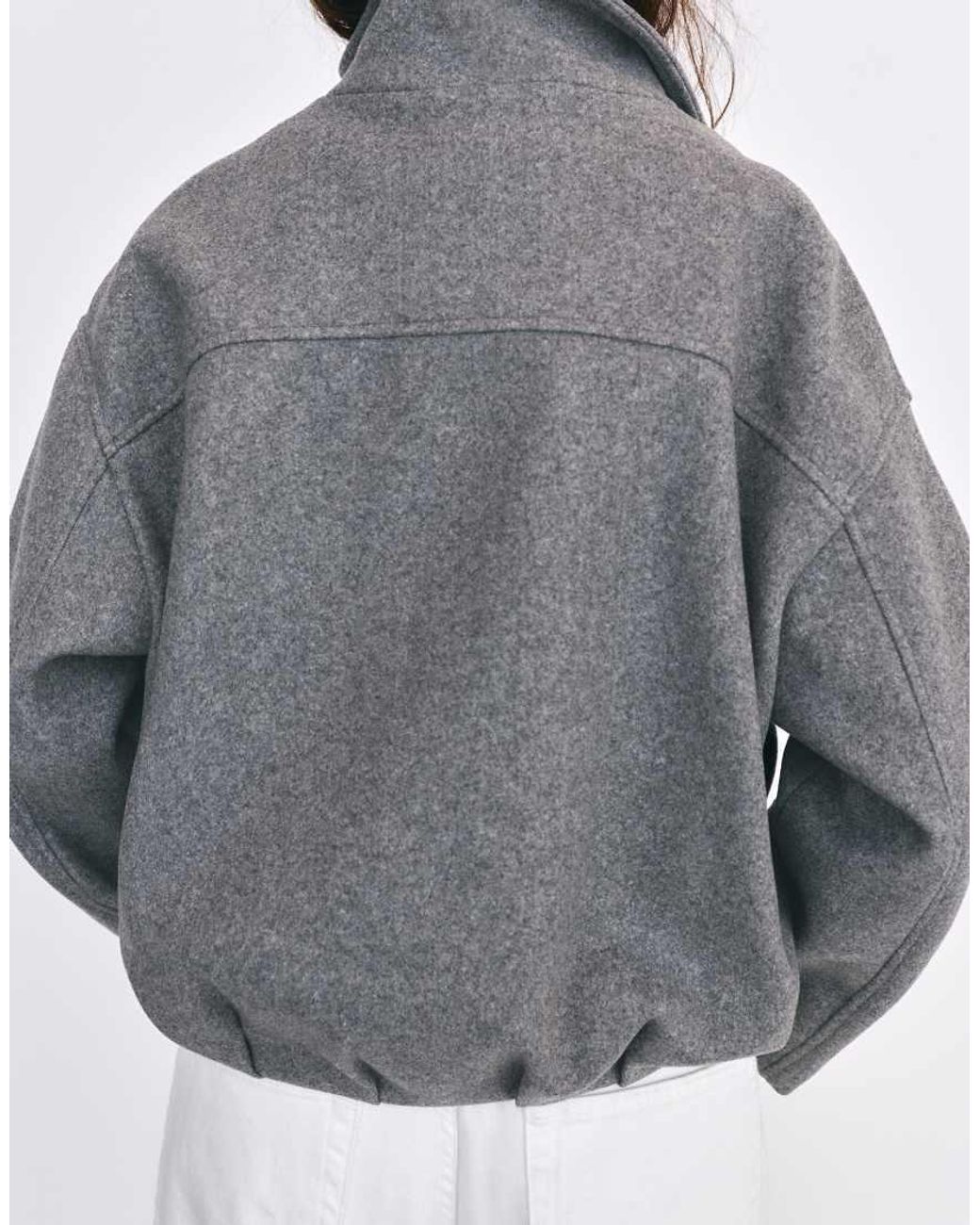Pull&Bear Gray Wool-blend Balloon Bomber Jacket