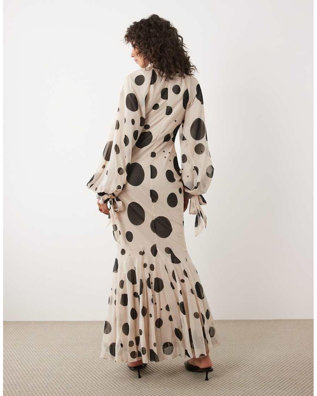ASOS White High Neck Chiffon Maxi Dress With Godet Hem